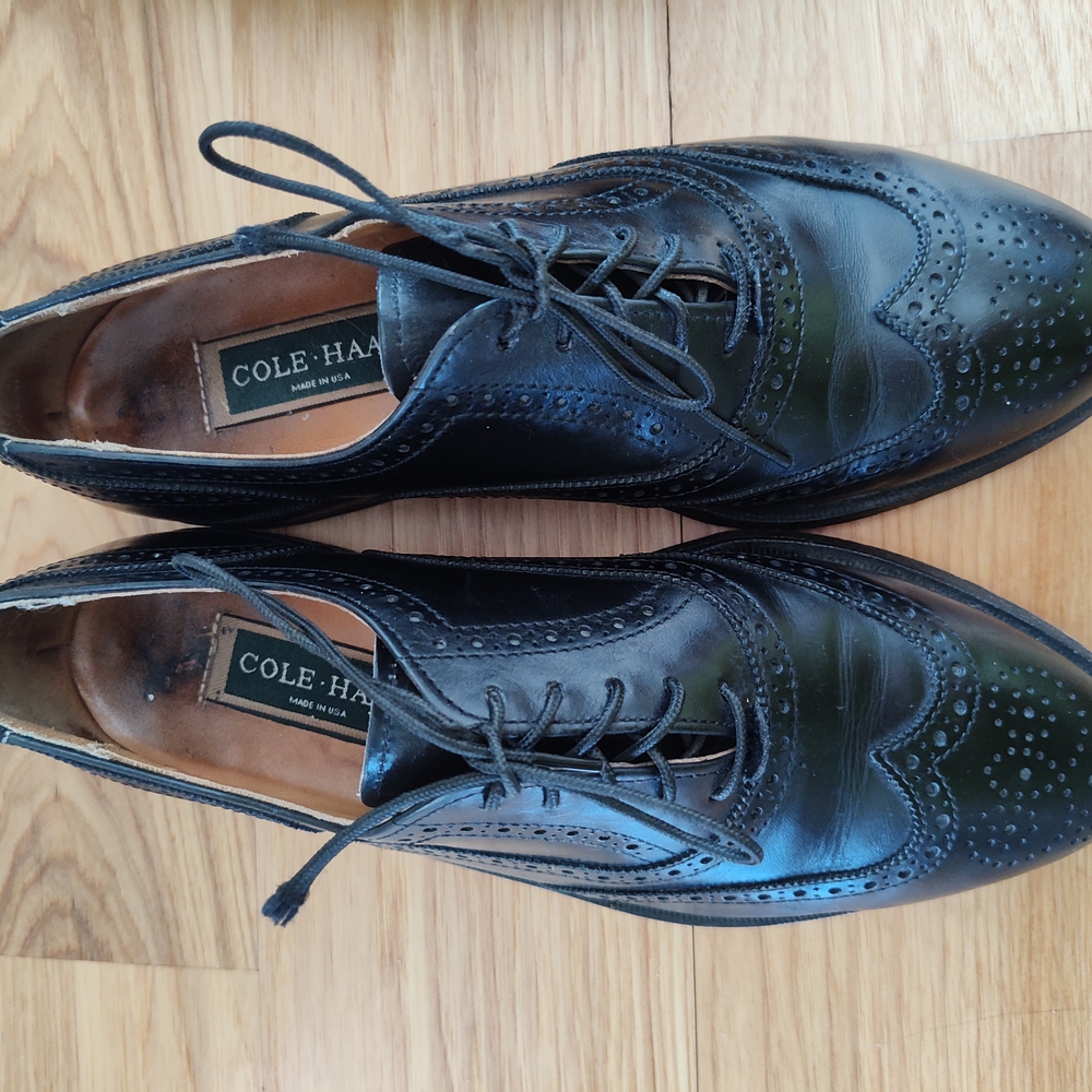 Cole Haan Men's Black Leather Wingtip Shoes